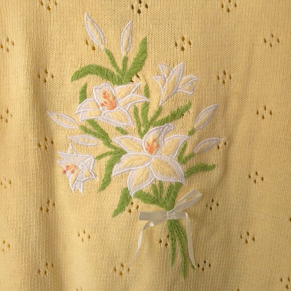 Vintage Mandal Bay Yellow Cardigan Button Up Grannycore Grandmacore Floral XL - Picture 5 of 11